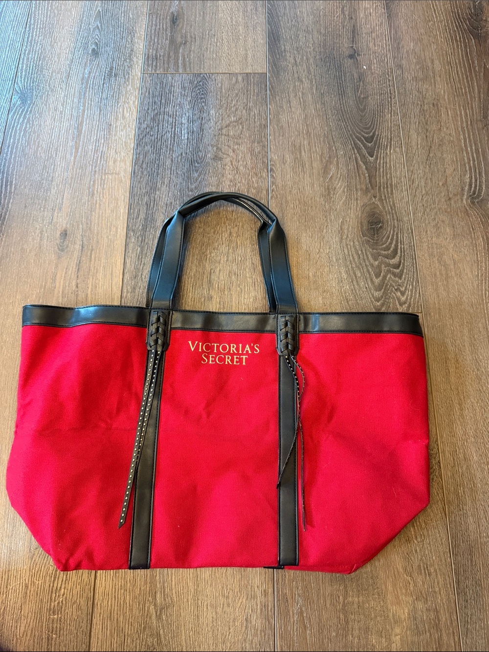 Never used Victoria's Secret Red Tote with Black Trim and Handles